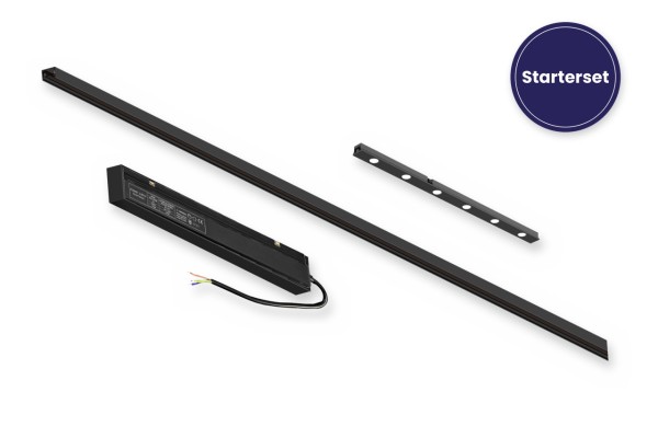 MagTrack 15 Starterset – 100 cm Magnetschiene, blendfreier LED-Punktstrahler 6 W und 48 V-Netzteil 1